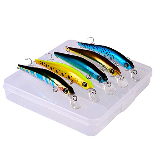 Floating Minnow Angelköder Kit Topwater Hard Bait Crankbait Swimbait mit Tackle Box für Forellen, Barsch, Zander…