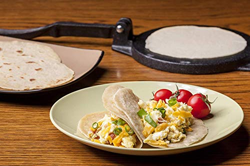 ACLUXS Cast Iron Tortilla Press - Flour Corn Flatbread Pita Press Maker - 8 Inch - Black