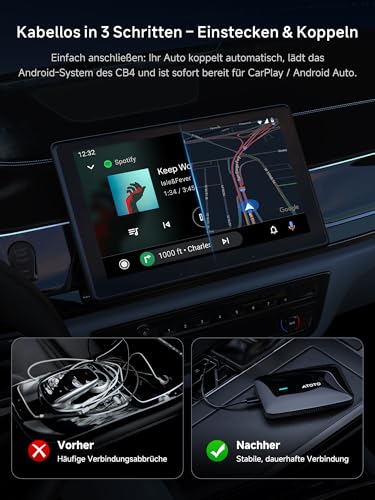ATOTOSELECT CarPlay Wireless Adapter, Magic AI Box Android Car with Dual WiFi Stability, Compatible with Wired Factory CarPlay & Android Car, for YouTube/Netflix