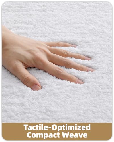 Color&Geometry Absorbent Bath Mat 60x110 cm, Soft Bathroom Mat Non Slip, Machine Washable Bathroom Rug, Bathmat Bath Mats for Bathroom Bathtub (White)
