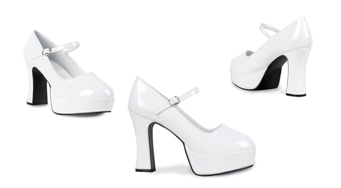 Plateauschuhe weiß Größe 42 Mottoparty 70er Jahre