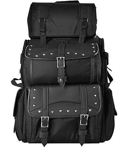 【BIG size】3way bag／black leather Amazon.com: Motorcycle Sissy Bar Bag - Weather Proof Black