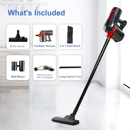 18000Pa Handheld Vacuum Cleaner, Home Stick Vacuum Cleaner Corded, Adjustable Lightweight 3 in 1 Vacuum with HEPA Filter, Strong Suction,600W 1.5L For Pet/Car/Household Hard wood Floor Carpet