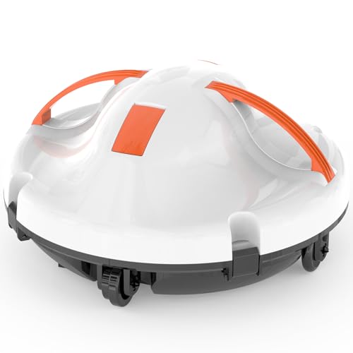 GAMPLAE Pool Robot, Wireless Pool Vacuum Cleaner Battery with 130 Minutes Running Time, Dual Motors Pool Cleaner, Self-Parking Function, Portable Pool Robot Battery for Flat Floors Pools up to 102 m²