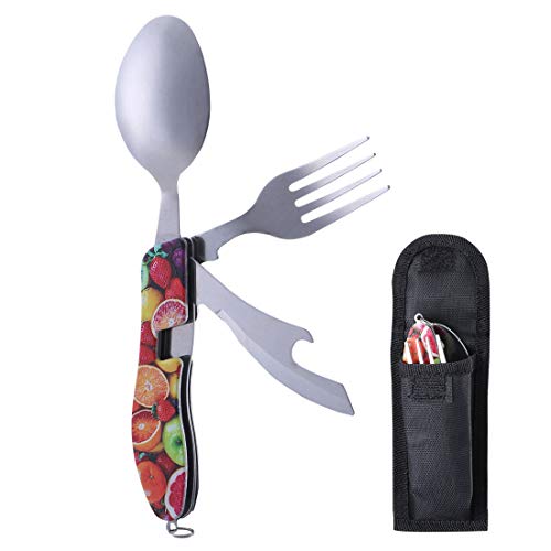 HIKENTURE Hobo Knife 4-in-1 Camping Utensil Stainless Steel Fork