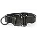 Pettom Tactical Dog Adjustable Collar Military Training Molle Nylon Dog Collar Leash With Handle Steel Buckle 1.0'' (S, Black)