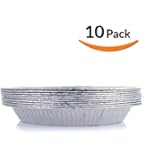 DOBI Pie Pans - Disposable Aluminum Foil Pie Plates, Standard Size - 9 x 1.25 Inches, Pack of 10. Favorite Pie Tin for Homemade Cakes & Pies