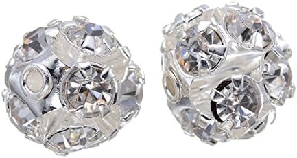 8mm 50pcs/Lot Clay Pave Disco Ball for Rhinestone Crystal Shamballa Bracelet Round Beads (Silver)