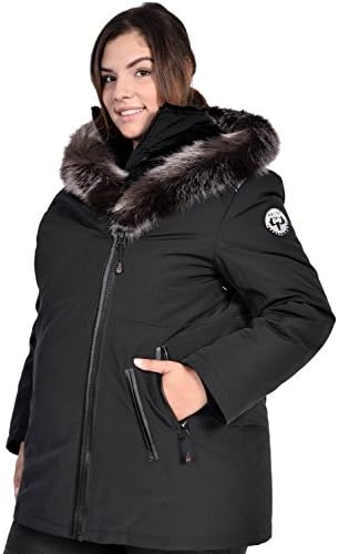 Arctic Expedition Women's Lightweight Fashion Down Winter Coat with Plus Sizes Black 1X