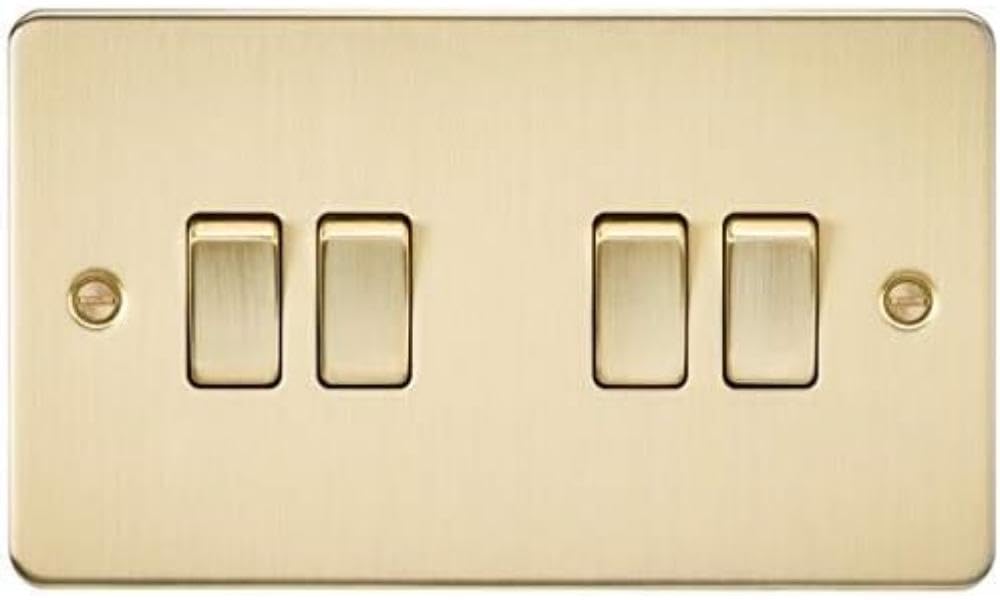 Knightsbridge FP4100BB Brushed Brass FPAV4100BB Flat Plate 10A 4G 2 Way Switch