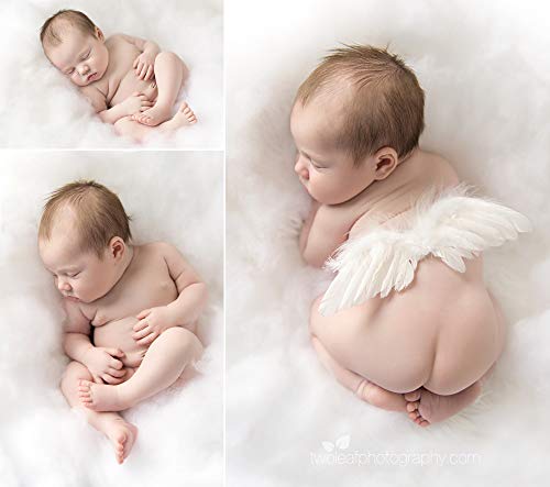 Newborn Photography Props with Angel Wings Chic Flower Lace Headband for Baby Girl Boy Toddler Camera Photo Accessories Posing Backgroud Cute Cupid Costume Outfit Children's Day Party Birthday Gift