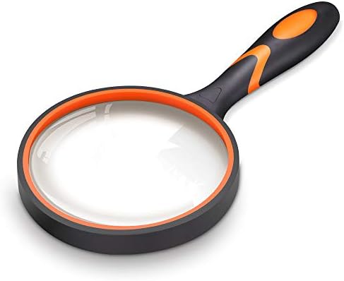 ZHSX Magnifying Glass, 3X Handheld Reading Magnifier 75MM Anti-Fragment Non-Scratch Glass Lens Rubber Frame for Reading Insects Perfect for Seniors and Kids