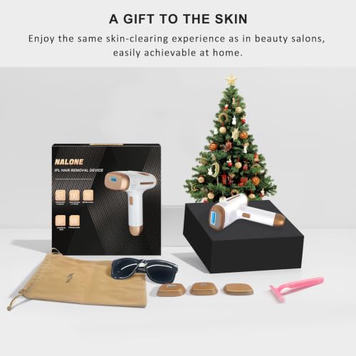 NALONE Depiladora Laser IPL, 4 en 1 Depiladora Luz Pulsada - HR/SC/RA/BT, 10 Potencias, para Mujeres y Hombres, Uso en Casa, Rostro, Cuerpo y Axilas