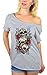 Three Sugar Skulls with Roses Off Shoulder Tops T-Shirt + Sticker Gift