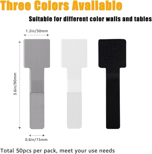50 PCS Reusable Cable Ties, Self Adhesive Cable Ties, Cable Tidy Management, Reusable Wire Organizers for Cords Hooks for Outdoor String Lights Light Clips