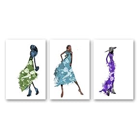 Canvas Wall Art Abstract Elegant People Painting Artwork for Home Prints Framed - 16"x24" x 3 Panels
