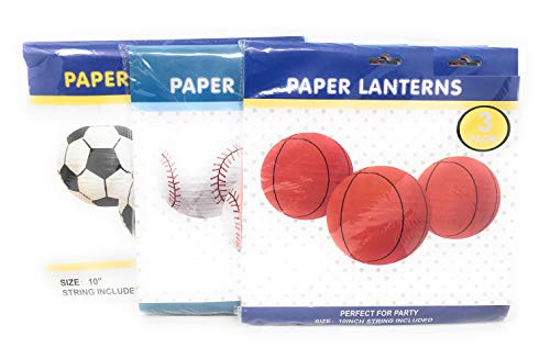 image for Bark and Lindy Sports Balls Paper Lanterns Variety Bundle of Nine for 