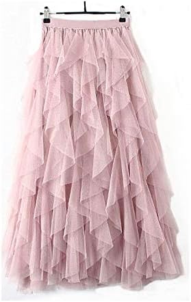 GirlFriendMaterial Women Girls High Waist Skater Ruffle Mesh Tutu Skirt heer Net Tulle Pleated Maxi Party Dress Layers GFmaterial