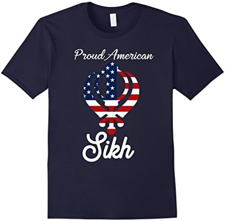 Mens Proud American Sikh- American Flag Khanda- T-Shirt XL Navy
