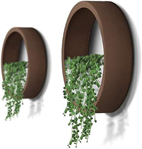 Metal Wall Hanging Planter,2 in 1 Portable Creative Flower Pots and Clear Terrarium,Balcony Stairs Plants Holders Iron Bucket Flowers Hanger Glass Vertical Container with Detachable Screw,M,Brown - Image 3