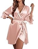 Ekouaer Women's Satin Robe Valentines Lingerie for