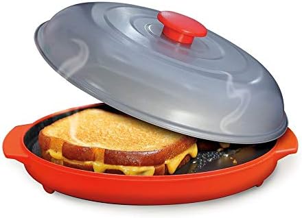 Nagotown Roasting Pan Microwave Grill Pan Microwave Crisper Plate with Lid for Kitchen Microwave Cooking Grilling Oven Use