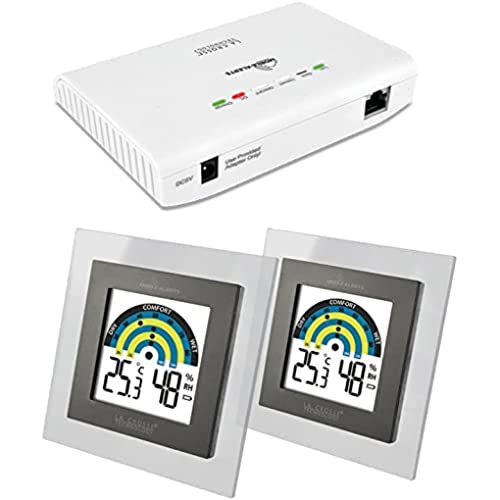 La Crosse Technology - MA11231 Kit di avviamento con gateway e 2 sensori termo/hygro con indicatore di comfort - Bianco