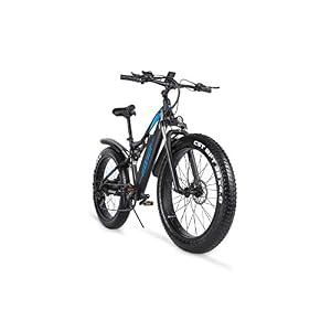 VOZCVOX Electric Bike,Electric Mountain Bike With 26″ Fat Tire,Ebike with 48V 17AH Removable Lito-Battery,LCD Waterproof Display,Full Suspension,Shimano 7 Speed