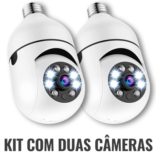 Kit 2 Câmera Segurança Lâmpada Ip Wifi 360° Full HD Inteligente Prova D'água Giratória Visão Noturna Infravermelho Detecção de Movimentos 1080P HD Bivolt Premium (2)