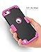 Hocase iPod Touch 7th/6th/5th Generation Case, iPod Touch 7/6/5 Case, Shockproof Protection Soft Silicone Hard Plastic Full Body Protective Case for iPod A2178/A1574/A1509/A1421 - Black/Deep Pink