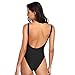 Dixperfect Women's Retro 80s/90s Inspired High Cut One Piece Swimwear Bathing Suit (L, Black)