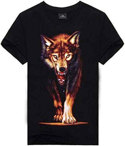 Men's Wolfs With Tusk Animal 3D Printed Hip Hop Punk Cotton T-Shirt Size XXL