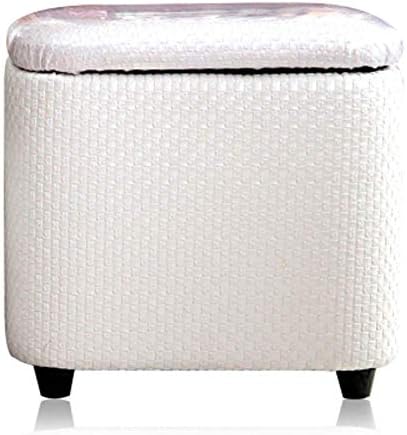 Storage Stool, Ottoman Dressing Table Stool Soft Seat Cushion for Living Room, Bedroom, Office, College Dormitory, Room (color : White, Size : 16x13x15inch)