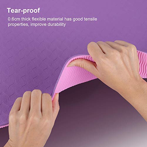 CSFLY Yoga Mat, Premium Non-Slip Exercise Mat with Carry Strap, Multi Purpose Eco Friendly Fitness Gym Mat for Yoga, Pilates, Floor Exercises, Sit-Ups, Stretching and Gymnastics 183 x 61 x 0.6CM Pink