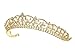 Crystal Beads Flower Prom Bridal Wedding Tiara Crown - Gold Plated T1182