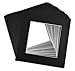 Golden State Art, Acid-Free, Pack of 25, 12x12 Black Picture Mats Mattes with White Core Bevel Cut for 8x8 Photo + Backing + Bags