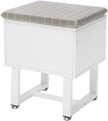 Amazon Com Vanity Stool Chair With Storage Organization White Wooden Makeup Dressing Stool With Comfortable Cushion For Bedroom Bathroom Office 15x13x19 Inch Only Stool Kitchen Dining