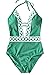 CUPSHE Women's Thick Forest Deep V Neck Halter One-Piece Swimsuit, Green, Large