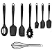 Cooking Utensils,Xpatee 8 Piece Nonstick Silicone Kitchen Utensils Gadgets Set Includes Silicone Ladle,Spatula,Spoon,Brush and Whisk (Black)