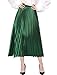Allegra K Women's Party Elastic Waist Metallic Shiny Accordion Pleated Midi Skirt X-Large Green