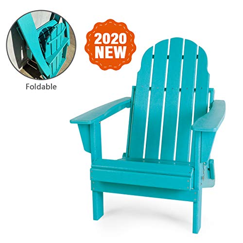 LAYRIAR HDPE Plastic/Resin Foldable Outdoor Adirondack Chair for Patio Deck Garden, Backyard &am ...