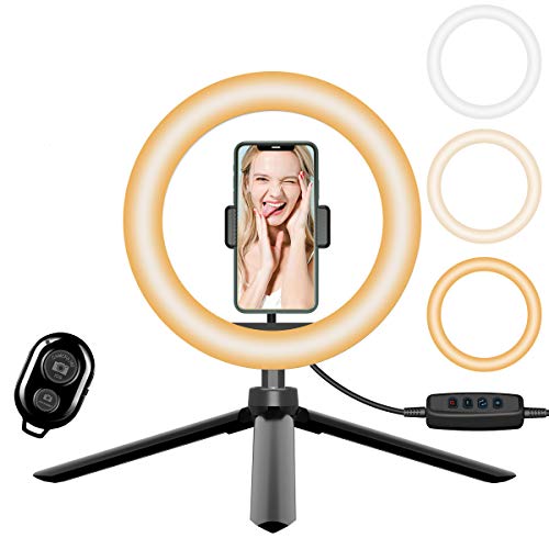 Desk Ring Light with Tripod Stand and Phone Holder, 8'' Selfie Ring