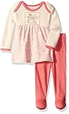 Burt's Bees Baby Girls' Organic Dress + Footed Pant Set, Rose Bloom Thermal, 6-9 Months