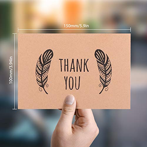 36 Bulk Thank You Cards, 6 Designs of Brown Assorted Thanks Notes Thank U Greeting Note Card Set Blank Inside with Brown Kraft Paper Envelopes and Stickers for Business Wedding Graduation Baby Shower - Thumbnail 5