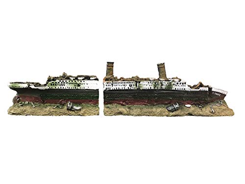 thumbnail image 2 of Fish Tank Shipwreck Ornament SLOCME Titanic Shipwreck Aquarium Ornament - 15 Inch Resin Decoration For Fish Tanks Titanic Shipwreck Resin Aquarium Ornament 15 Inch 2 of 13