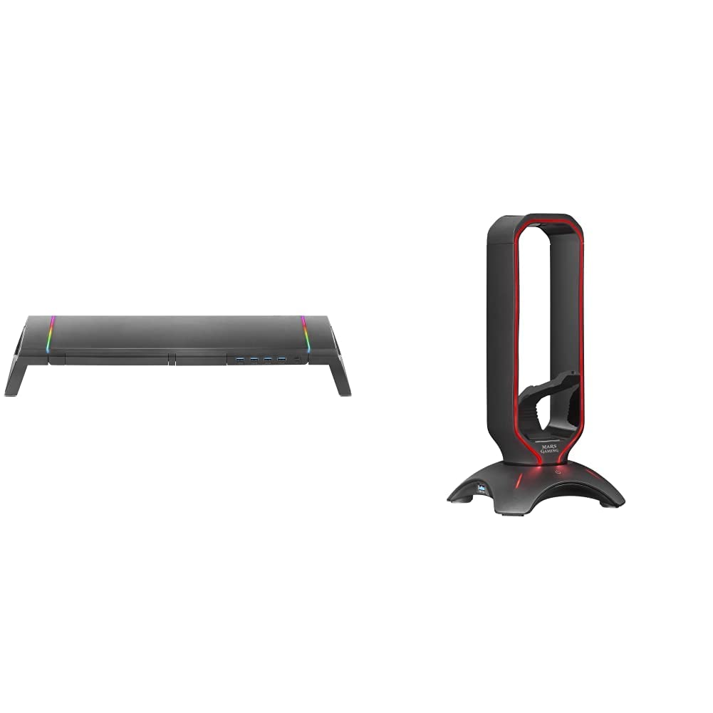 MARSGAMING-MGS-Soporte-Monitor-RGB-Longitud-Ajustable-Soportes-Extra-USB-30-MHHPRO-Soporte-Cascos-Gaming-con-HUB