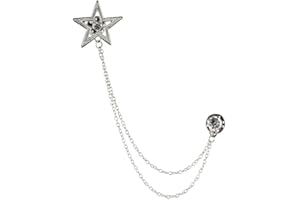 PTDIONE Retro Five-Pointed Star Suit Pin with Hanging Chains Brooch Collar Lapel Pin for Men Shirt Suit Tuxedo Tie Coat Stud Badge Brooch Tassel Suit Accessories Jewelry Pin Clips