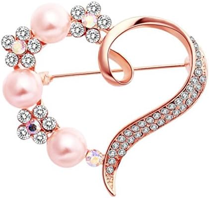 Partyfareast Women Brooch Pin - Elegant Rhinestone Brooch Pin Jewelry Bouquet Brooch Gift for Women Girls(heart)