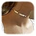 Suyi Women Girl Unique Alloy Fish Bones V Shape Sequins Choker Necklace with Long Chain Pendant B-Gold