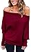 BLINGLAND Women's Off Shoulder Batwing Sleeve Sweater Loose Pullover Knit Jumper Oversized Tunics Top
